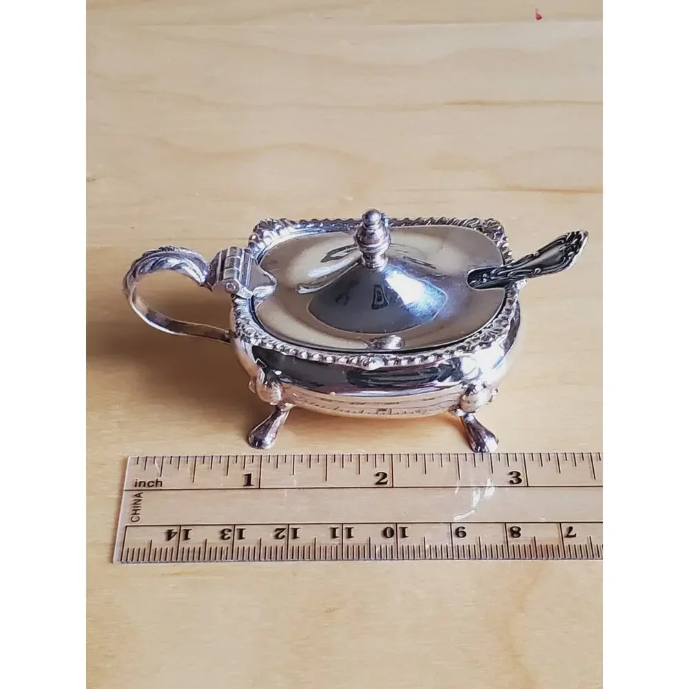 Antique Sheffield Sterling Silver Mustard Pot Barker & Bros c1900